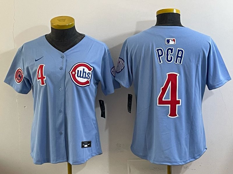 Youth Chicago Cubs #4 Pga Light blue Throwback Nike MLB 2025 jersey 03